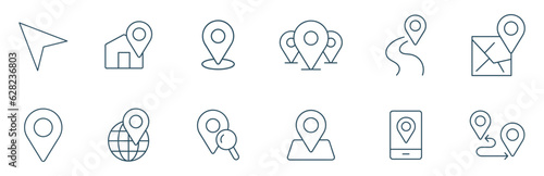 Geo Location icon set vector. Navigation and route concept illustration