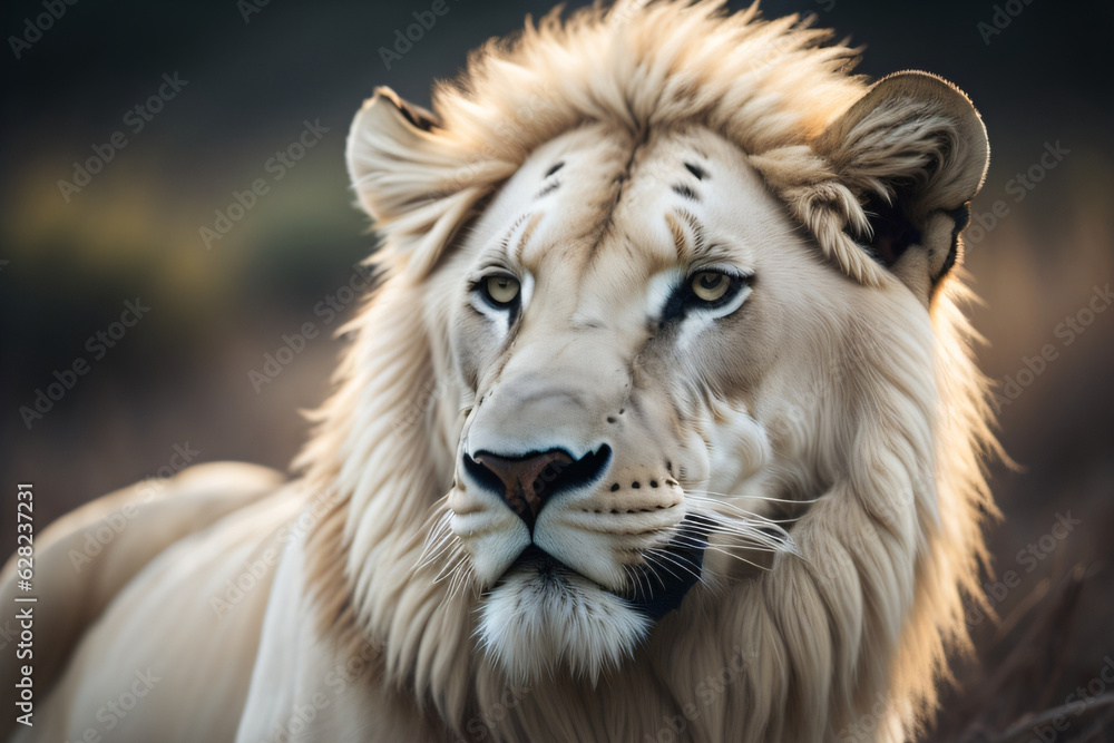 Fototapeta premium Portrait of white lion 