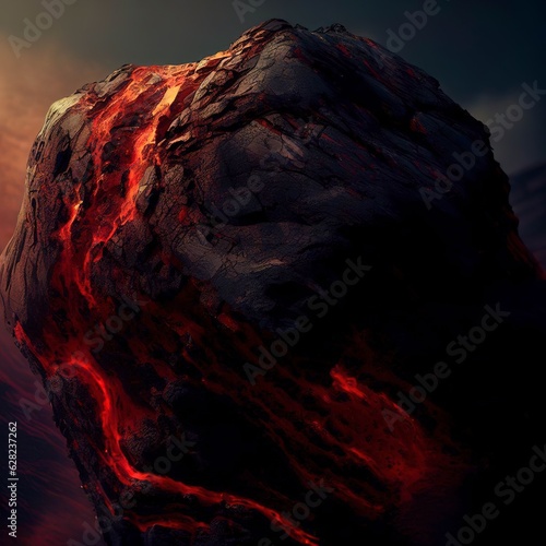 Rock with the red magma