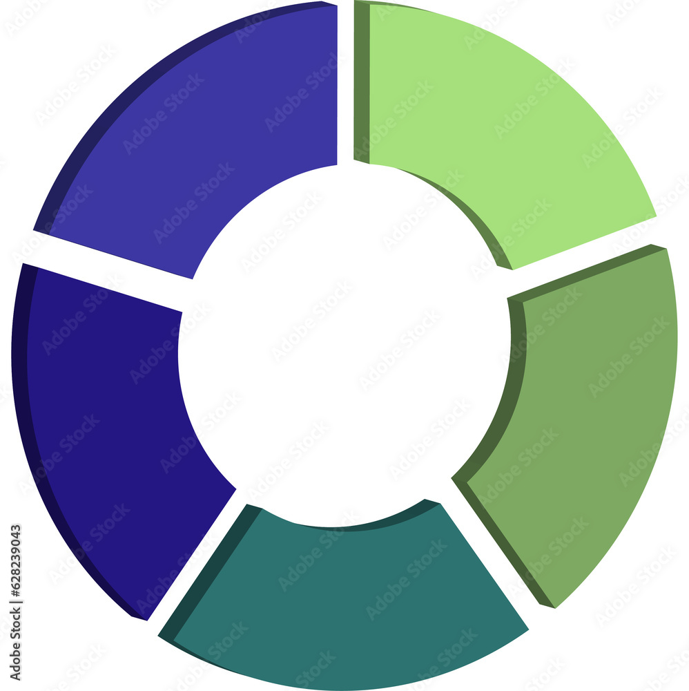 3D Infographic Pie Flow Chart Diagram with 5 Sections 3D Infographic Pie Flow Chart Diagram with 5 Sections