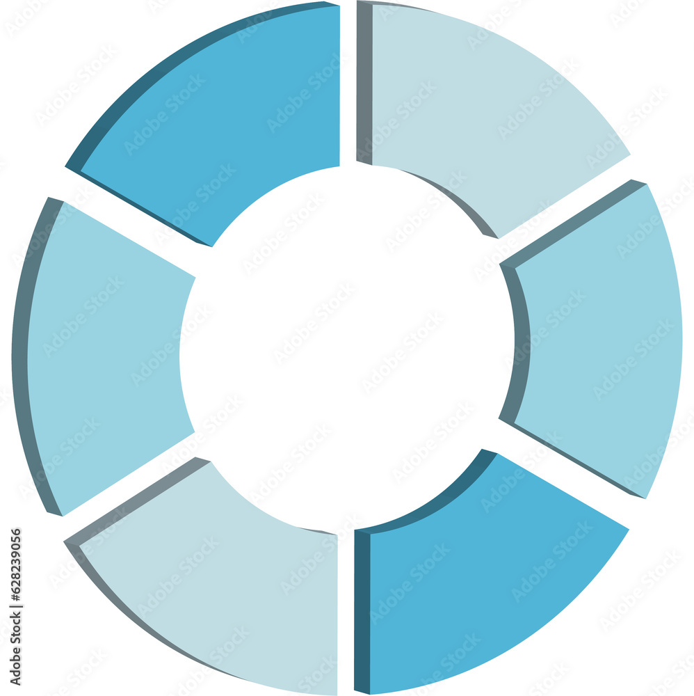 3D Infographic Pie Flow Chart Diagram with 6 Sections 3D Infographic Pie Flow Chart Diagram with 6 Sections