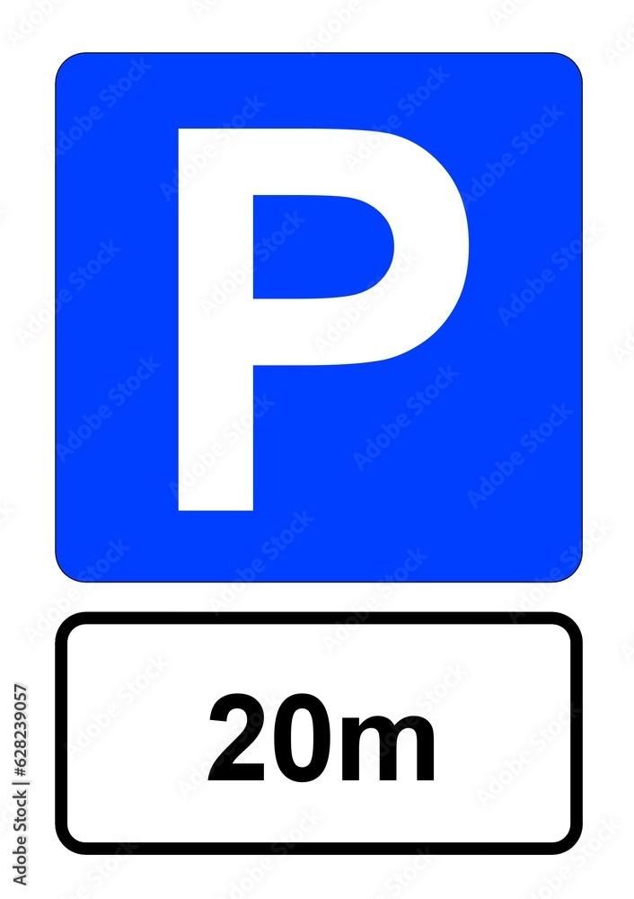 Illustration eines blauen Parkplatzschildes mit der Aufschrift Illustration eines blauen Parkplatzschildes mit der Aufschrift