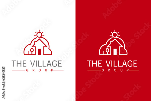 the village logo design vector template with editable text