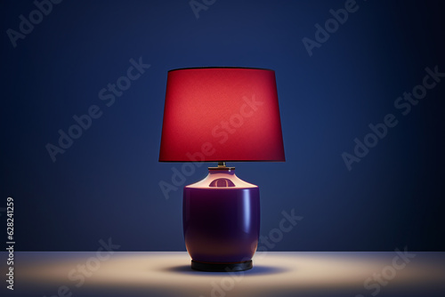 Red lamp on a uniform navy blue background