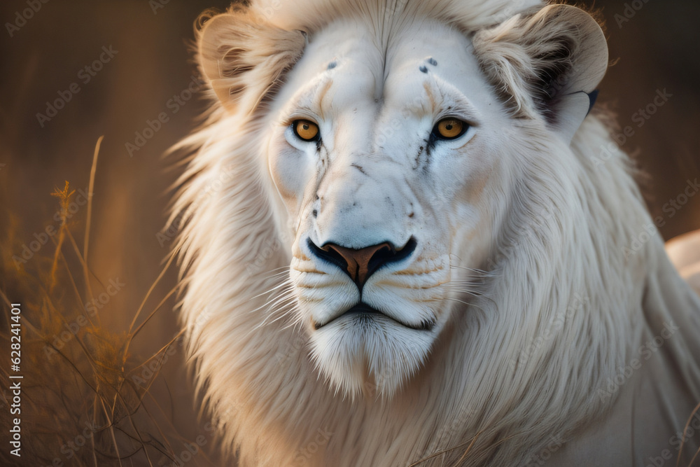 Portrait of white lion
