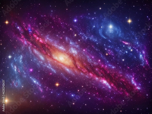 Galaxy background filled with bright stars. Glorious Sky. Space background with realistic nebula and shining stars