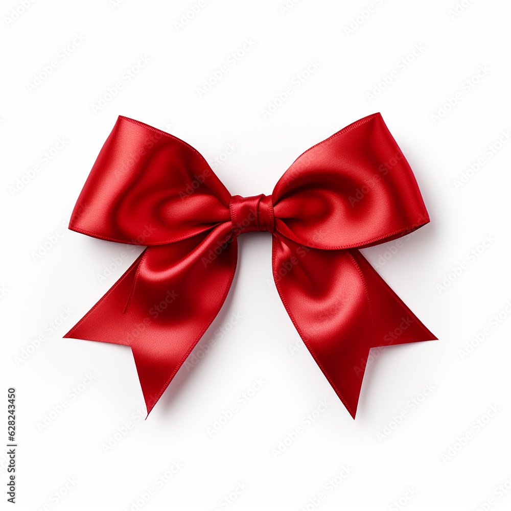 red ribbon bow isolated on white background generative in ai red ribbon bow isolated on white background generative in ai