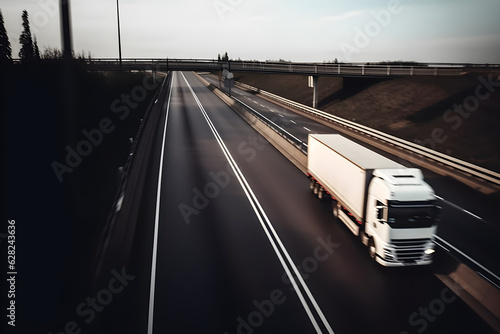 white truck tir speed transport goods on highway road street