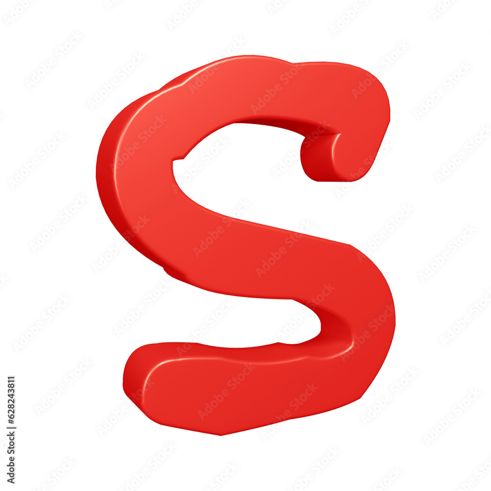 3D red alphabet letter s for education and text concept 3D red alphabet letter s for education and text concept