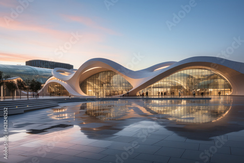 modern building with empty floor at night