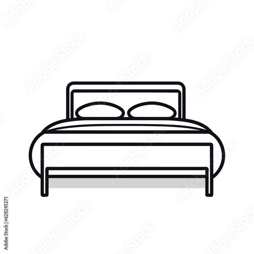 Vector bed with bedding . Modern furniture. Bed with blanket, pillows,