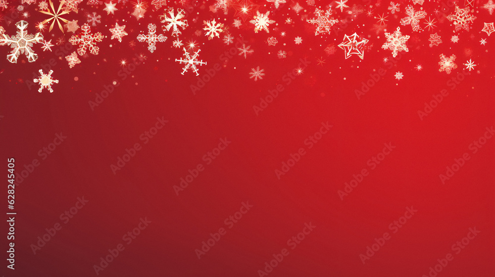 Vibrant Red Winter Wonderland with Snowflakes and Stars - Generative AI Vibrant Red Winter Wonderland with Snowflakes and Stars - Generative AI