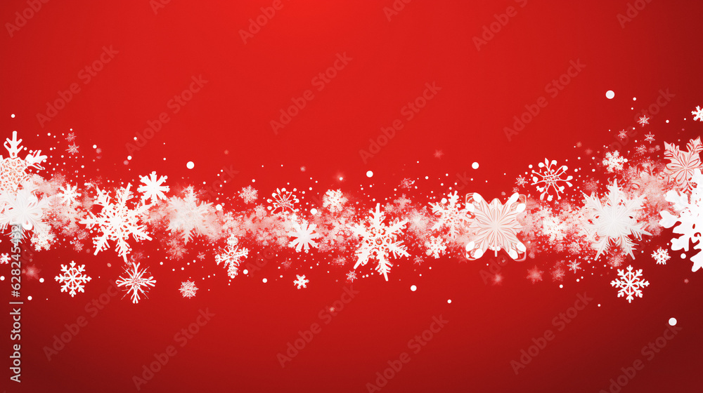 Vibrant Red Background with Snowflakes and Stars, Perfect for Festive Designs Generative AI