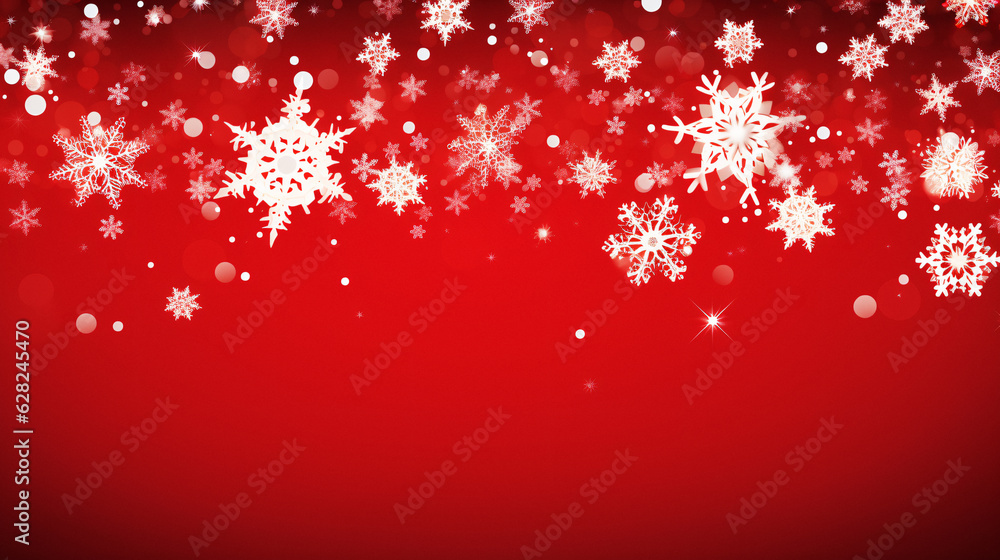 Vibrant Red Winter Wonderland with Snowflakes and Stars - Generative AI Vibrant Red Winter Wonderland with Snowflakes and Stars - Generative AI