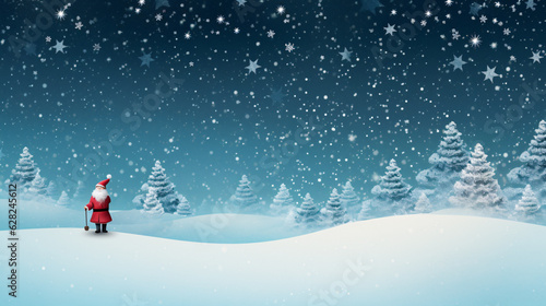 Enchanting Winter Wonderland with Santa Claus in the Heart of a Snowy Field, Generative AI © Bipul Kumar