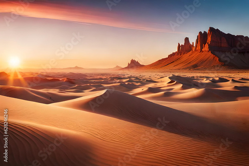 Sunset in the desert. Ai generative