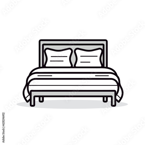 Vector bed with bedding . Modern furniture. Bed with blanket, pillows,