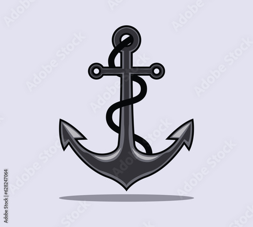 anchor logo icon with rope. vector, illustration, logo template.