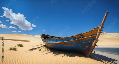landscape in the old boat of desert