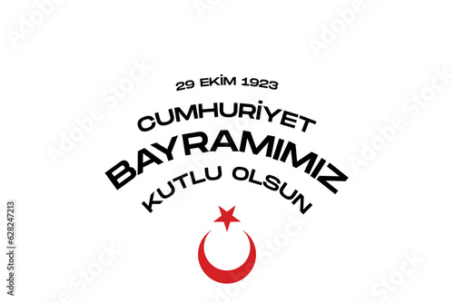 100th year of turkish republic. (Turkish: Cumhuriyetimiz 100 yaşında) The Republic of Turkey is 100 years old. Vector illustration, poster, celebration card, graphic, post and story design.