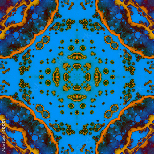 Seamless abstract square pattern. Alcohol ink in modern art. Mandala
