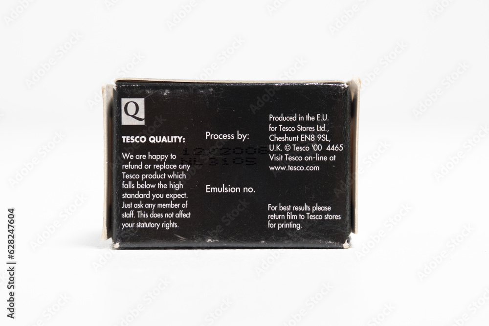 kent, uk 01.01.2023 Tesco advanced colour print film roll 35mm camera