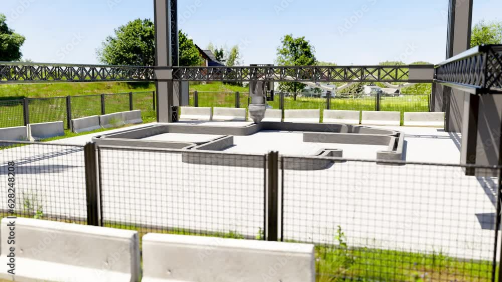 custom made wallpaper toronto digital3d printing single-family house with concrete, timelapse video. New technology house building using a modern CNC machine. 3d render