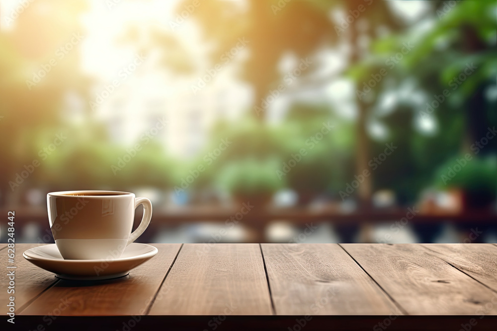 hot coffee in mug on rustic wooden table. Copy space hot coffee in mug on rustic wooden table. Copy space