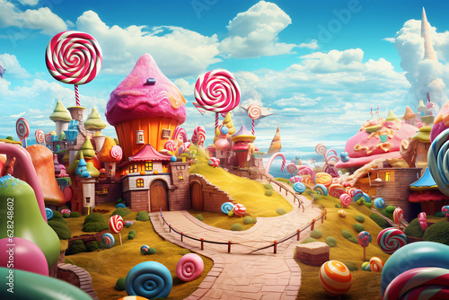 Vibrant Candy Land with an Abundance of Colorful Candies, a Visual Treat for Generative AI
