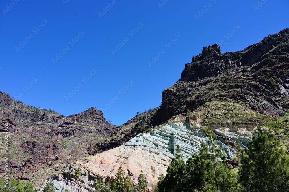 colorful rocks of Los Azulejos, Gran Canaria, Spain