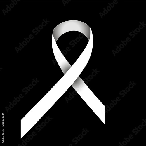White or pearl color awareness ribbon represents lung cancer, Squamous cell carcinoma, Cervical cancer or Retinoblastoma