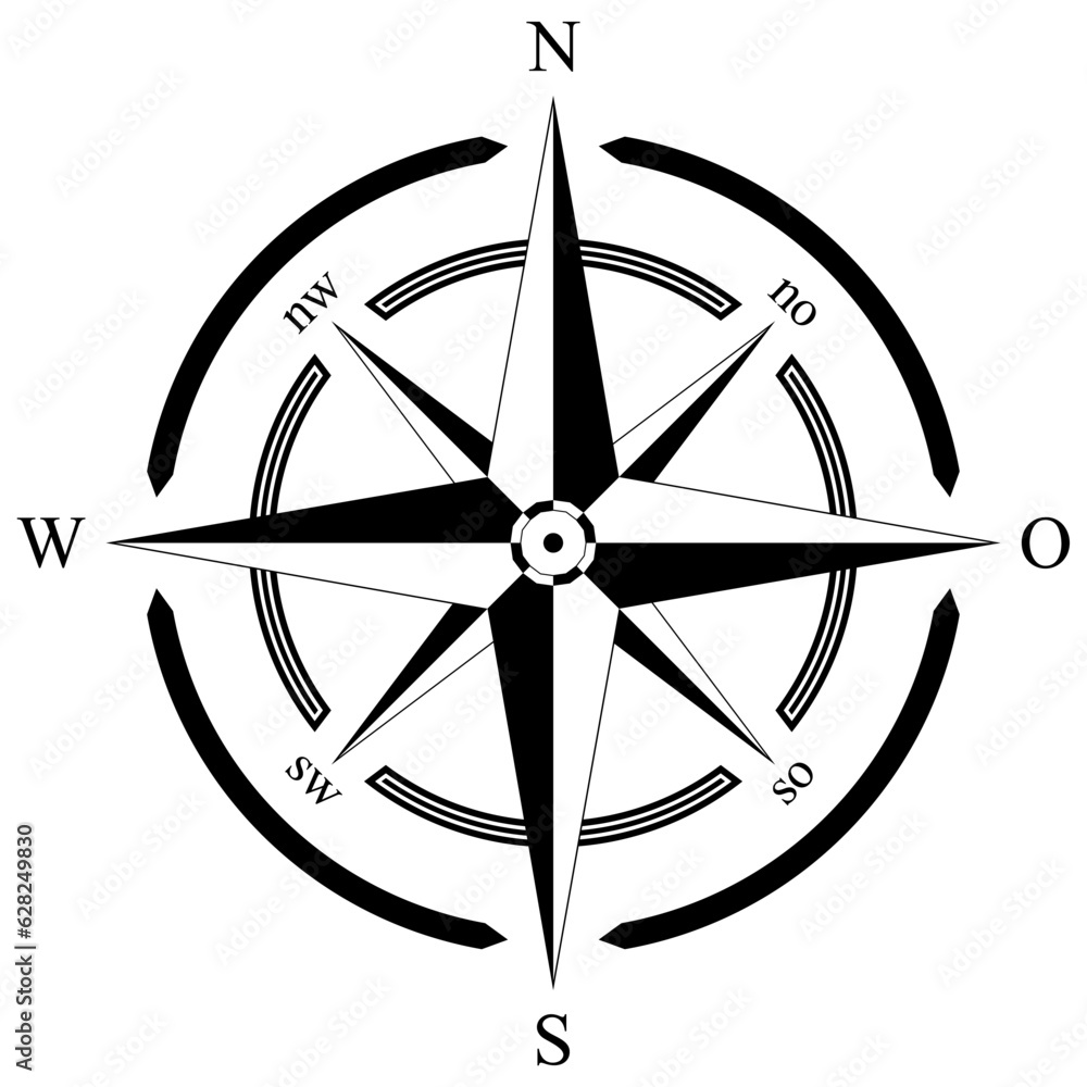 Kompass Rose Vektor mit acht Richtungen und deutscher Osten Bezeichnung. Isolierter Hintergrund.
Symbol für Marine-, Seefahrt - oder Trekking-Navigation oder zur Verwendung in eine Landkarte. Kompass Rose Vektor mit acht Richtungen und deutscher Osten Bezeichnung. Isolierter Hintergrund.
Symbol für Marine-, Seefahrt - oder Trekking-Navigation oder zur Verwendung in eine Landkarte.