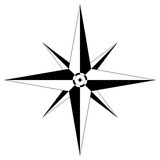 Windrose oder Kompass Rose Vektor mit acht Zacken. Isolierter Hintergrund.
Symbol für die Marine-, Schifffahrts- oder Trekking-Navigation oder zur Nutzung in einer Landkarte.