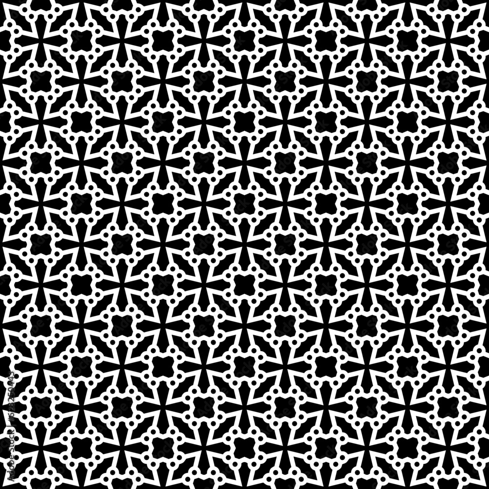 Black and white seamless abstract pattern. Background and backdrop. Grayscale ornamental design. Mosaic ornaments. Vector graphic illustration. EPS10. Black and white seamless abstract pattern. Background and backdrop. Grayscale ornamental design. Mosaic ornaments. Vector graphic illustration. EPS10.