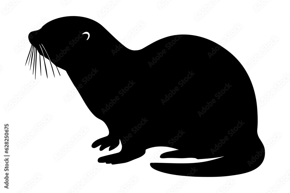 Otter silhouette isolated. Vector illustration - obrazy, fototapety, plakaty 