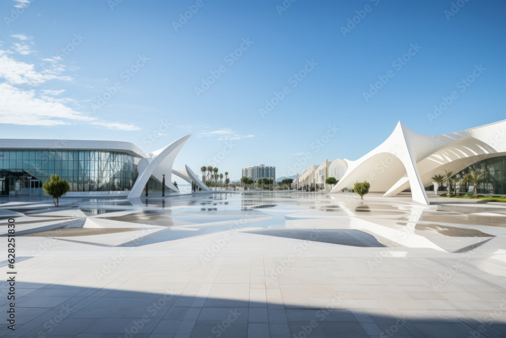 Fototapeta premium empty parking lot with modern building