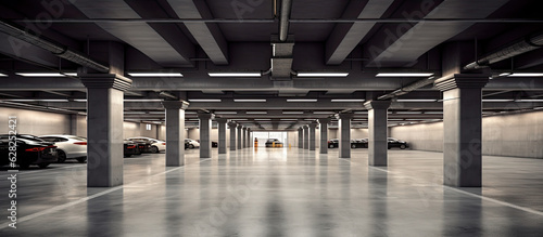 Empty underground parking background with copy space