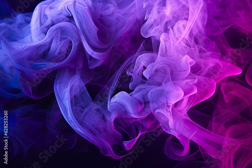 Background made with smoke in blue and purple colors. Abstract background in minimalist smoke in blue, purple and magenta dark gray. Color mist abstract background. Generative AI