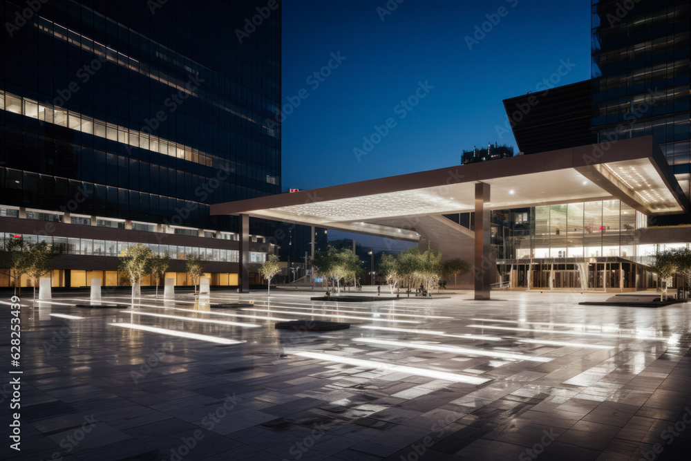modern building with empty floor at night