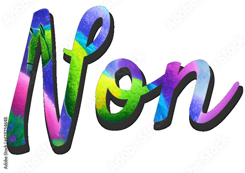 non - no in French - multicolor - ideal for websites, emails, presentations, advertising, labels, stickers, postcards, tickets, logos, engravings, slides, tags, books, 