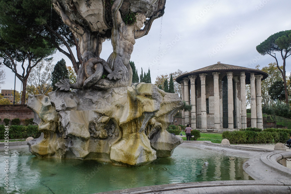 Rome, Italy - 27 Nov, 2022: Temple of Heracles Victor (Hercules Olivarius)