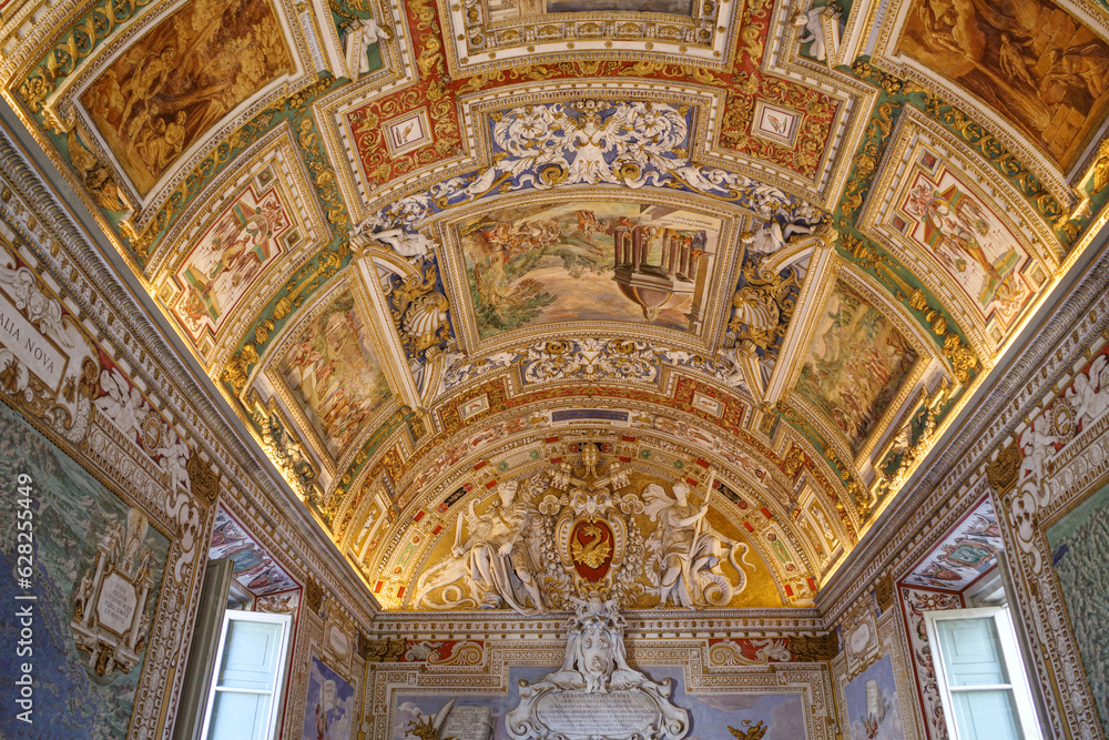 Rome, Italy - 26 Nov, 2022: The Galleria della Carte Geografiche or Gallery of Maps in the Vatican Museum
