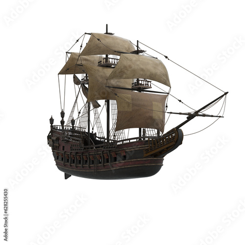 3d rendering pirate ship fantasy isolated