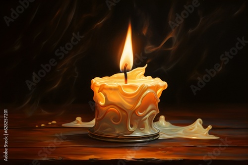 Golden Flame on a Dark Backdrop: The Melting Candle, Generative