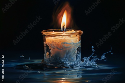 Artistic Burning Candle with Fluidic Ambiance, Generative AI