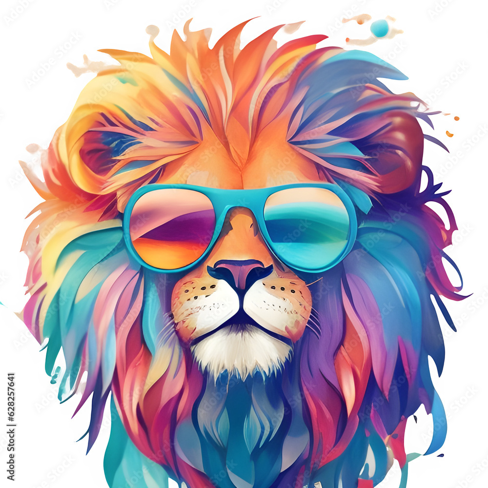 lion head with sunglasses