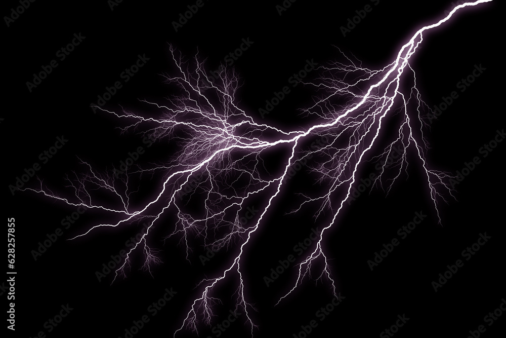 Set of Lightning and thunder bolt isolated on black background,The concept of the intensity of weather, rainstorm. Set of Lightning and thunder bolt isolated on black background,The concept of the intensity of weather, rainstorm.