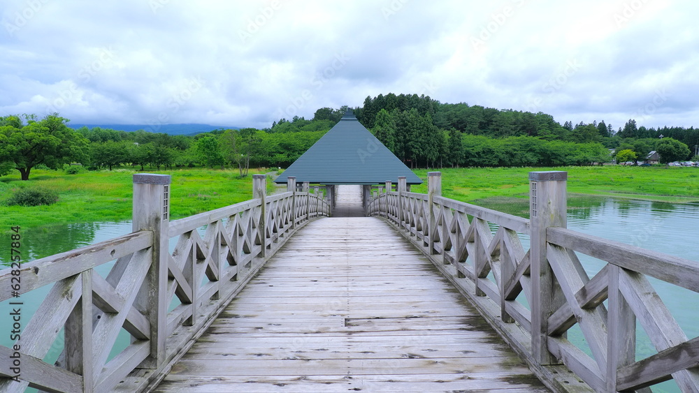 青森県津軽富士見湖鶴の舞橋（7月曇天）8