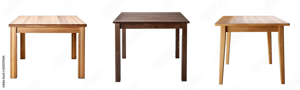 Collection of wooden tables on transparent background, generative ai Collection of wooden tables on transparent background, generative ai