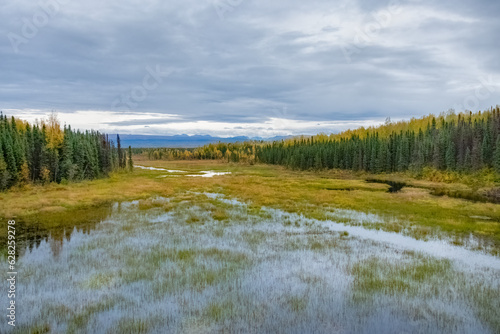 Fall Scenery from the Train along the Alaska Railroad from Anchorage to Denali